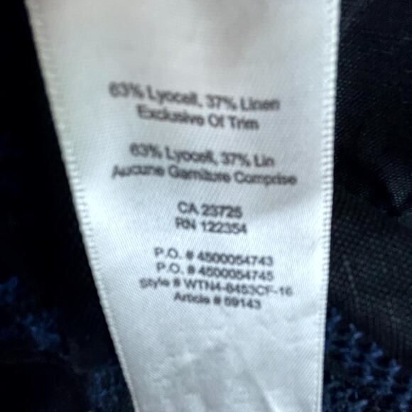 Aritzia Wilfred Trompette Dress Women L Black Blue Geometric Linen Summery Swing - Picture 6 of 6